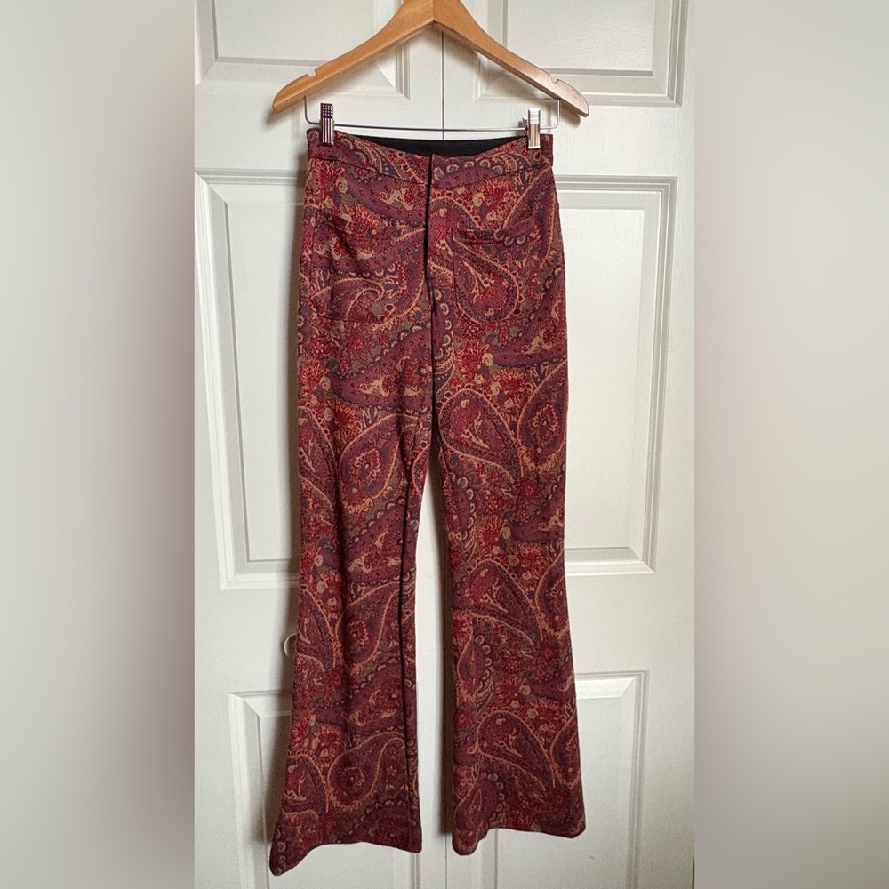 Free People / Red Paisley Flare Pants / 0